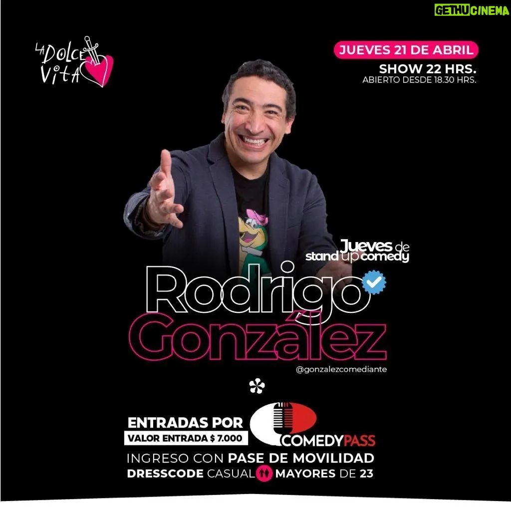 Rodrigo González Instagram - Nos vamos a viajar! Abril stand up mil. Miércoles 20: @islapaopao algarrobo Jueves 21: @ladolcevitalinares (entradas por @comedy_pass ) y el día del evento en la puerta. Sábado 23: @entretoroschicureo No se lo pierdan! Show con mucho material inédito #algarrobo #linares #chicureo #standupcomedy #standup #humor #chile