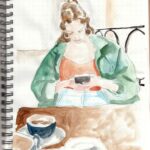 Rodrigo Goulão de Sousa Instagram - On the train in Scotland #drawing #watercolors #livedrawing #sketchbook #sketch #art #artistoninstagram