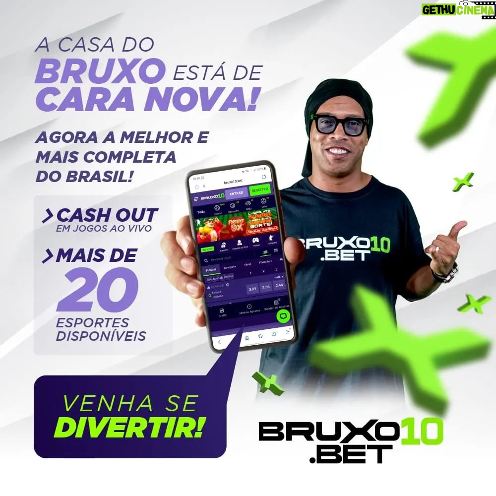 Ronaldinho Instagram - A @bruxo10.bet está de cara nova! 🧙🏾♂️ Agora com layout mais intuitivo e atraente, Cash-Out nos jogos ao vivo, mais de 20 esportes disponíveis e uma infinidade de mercados para você poder garantir suas bruxarias. 🎉 E ainda seguimos com as melhores odds, além de incríveis jogos de Cassino, sempre contando com nossos reconhecidos depósitos seguros, saques rápidos e suporte de qualidade. #Bruxo10 #Futebol #Casanova #Bruxaria