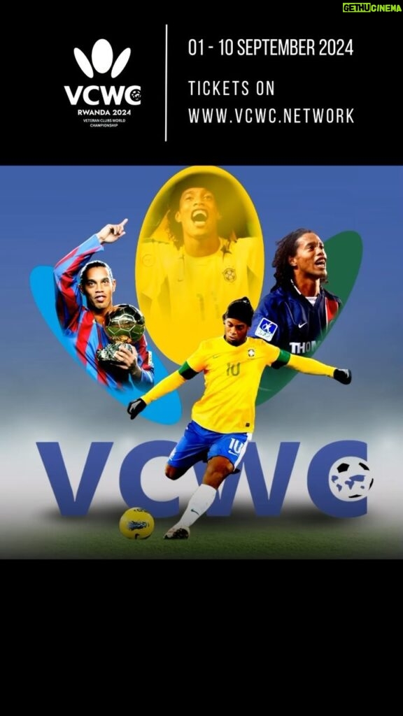 Ronaldinho Instagram - See you in Rwanda from 1st to 10th September 2024 for the Veteran Clubs World Championship @vcwc2024 Book your tickets now on www.vcwc.network