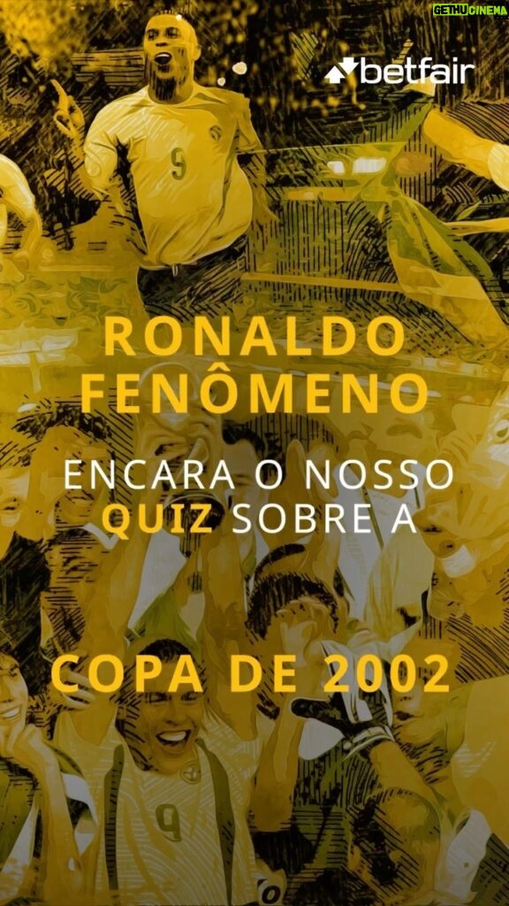 Ronaldo Instagram - 9️⃣🤔🏆 O que você lembra sobre a conquista do Penta? Desafiamos o nosso embaixador @ronaldo Fenômeno num quiz sobre a Copa do Mundo de 2002, será que o craque acerta tudo? #Quiz #Penta #Ronaldo #Fenomeno #20anosdopenta #Apostas #apostasesportivas