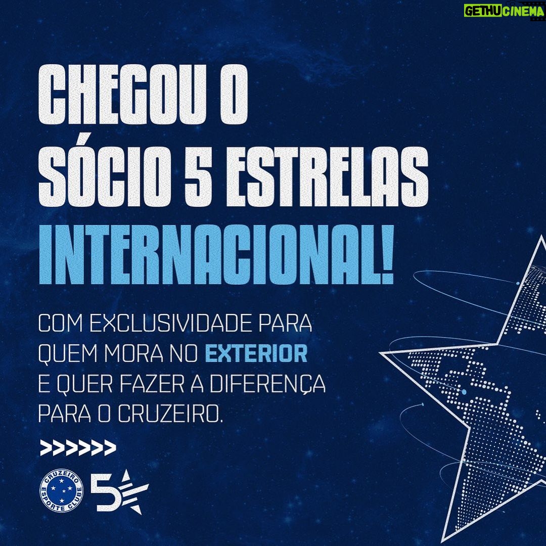 Ronaldo Instagram - Convocando todos os Cruzeirenses ao redor do mundo! 🌎 Chegou o novo plano @socio5estrelas Internacional! Com ele, você terá direito a várias experiências e descontos exclusivos para fecharmos juntos de qualquer lugar do Planeta! Já somos 40 mil Sócios 5 Estrelas! Bora rumo aos 50 mil? Contamos com vocês, Cabulosos, em todos os cantos! http://www.socio5estrelas.com.br/exterior Vamos, meu Cruzeiro! 💙🦊