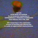 Rouzbeh Rashidi Instagram - Join me at the Berlin Art Institute for an immersive masterclass in EXPERIMENTAL & PERSONAL FILMMAKING from February 5th to 9th, 2024. I will teach a five-day intensive program at the renowned Berlin Art Institute from February 5th to 9th, 2024. This masterclass is the culmination of years of teaching and refining, and it has been met with overwhelmingly positive feedback from students worldwide. Designed specifically for artists, filmmakers, and creative individuals of all disciplines, this immersive workshop aims to provide a fresh understanding and practical approach to experimental cinema and artists’ moving image practices. Throughout the course, we will explore how visionary filmmakers utilize film and video material to transform our perception of what film can be. You will have the opportunity to learn from an experienced instructor and be surrounded by a diverse community of talented individuals, all eager to collaborate and learn together. To learn more about the philosophy behind this workshop and to secure your spot, please visit the link below: https://berlinartinstitute.com/portfolio-items/master-class-experimental-personal-filmmaking-by-rouzbeh-rashidi/ Please get in touch with me via email or the Berlin Art Institute for any inquiries or to register. Take advantage of this chance to enhance your skills and explore the cutting-edge world of experimental filmmaking. Register now via the link in the bio. I can’t wait to embark on this creative journey with you! @berlinartinstitute @experimentalfilmsociety 📚🔗 LINK IN BIO Berlin, Germany