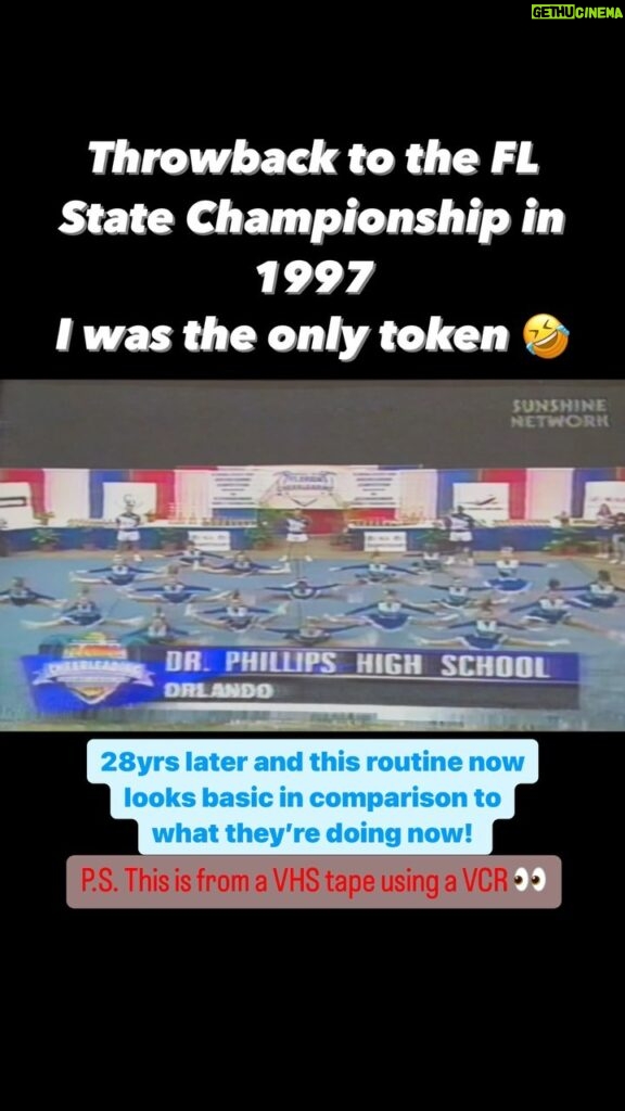 Royce Reed Instagram - 26 not 28yrs ago my bad! 🤣 #TBT FL State High School Cheerleading Championships Circa 1997 with @dpcoedcheer 😆💙🤍🐾 #roycereed
