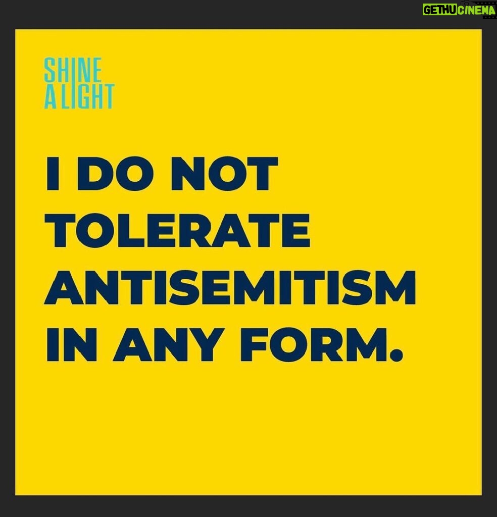 Ruby Rose Instagram - I do not tolerate antisemitism in any form. Join Shine A Light to dispel the darkness. @ShineALight_On #ShineALight #Antisemitism
