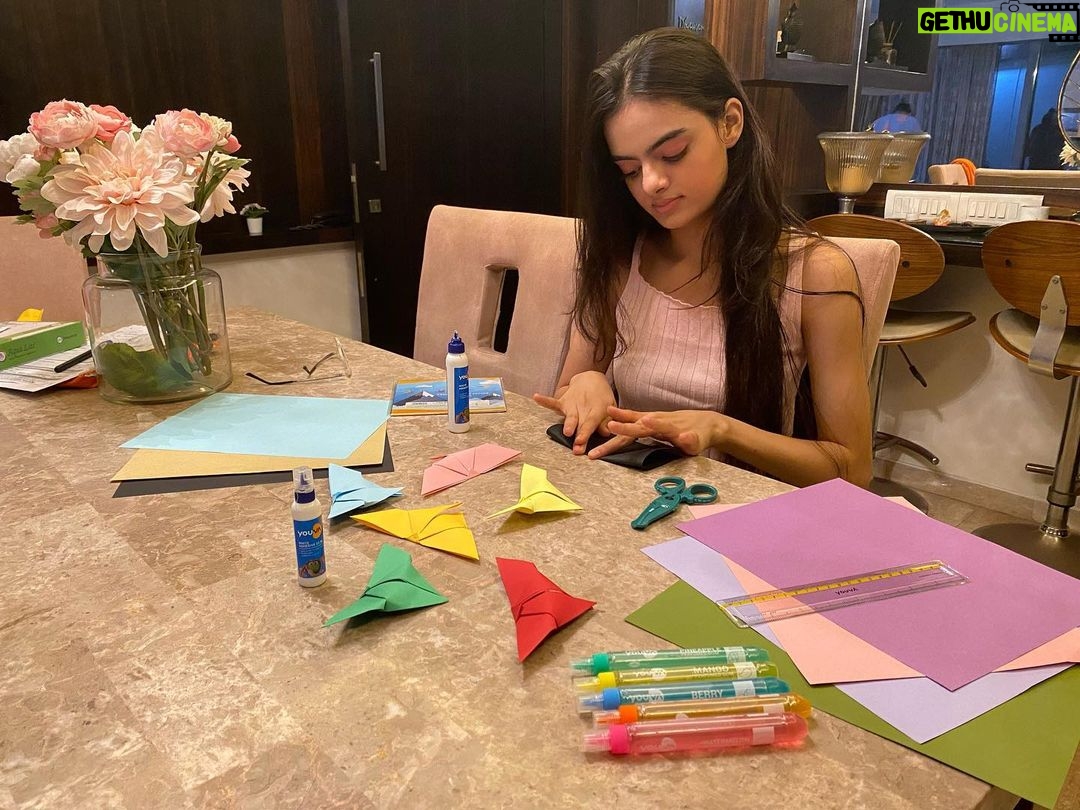 Ruhanika Dhawan Instagram - As you all know, I am quite creatively inclined, whether it be acting, sketching, or painting. However, I have never tried origami before. On the occasion of National Creativity Day, I decided to try my hand at origami. @youvaworld_'s colourful craft papers inspired me to create my very own origami collection. I know I got a bit carried away, but this is what happens with good-quality products. Click on the link in my bio to get your hands on these amazing products now. Just FYI, their white adhesive is so good. #NationalCreativityDay #creativity #creator #origami #craft #craftpapers #handmade #whiteadhesive #goodquality #youvaworld #think #create #adcollab #ruhaanikaforyouva #ruhaanikadhawan