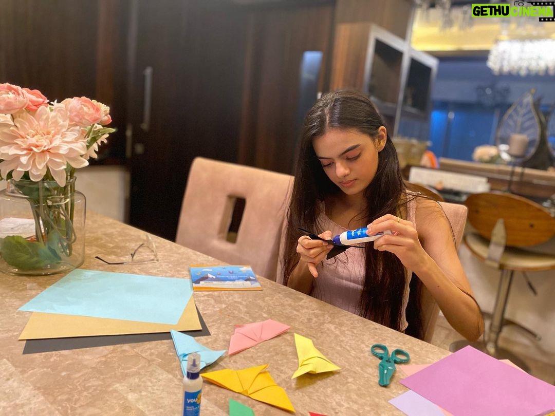 Ruhanika Dhawan Instagram - As you all know, I am quite creatively inclined, whether it be acting, sketching, or painting. However, I have never tried origami before. On the occasion of National Creativity Day, I decided to try my hand at origami. @youvaworld_'s colourful craft papers inspired me to create my very own origami collection. I know I got a bit carried away, but this is what happens with good-quality products. Click on the link in my bio to get your hands on these amazing products now. Just FYI, their white adhesive is so good. #NationalCreativityDay #creativity #creator #origami #craft #craftpapers #handmade #whiteadhesive #goodquality #youvaworld #think #create #adcollab #ruhaanikaforyouva #ruhaanikadhawan