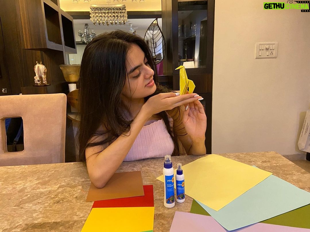 Ruhanika Dhawan Instagram - As you all know, I am quite creatively inclined, whether it be acting, sketching, or painting. However, I have never tried origami before. On the occasion of National Creativity Day, I decided to try my hand at origami. @youvaworld_'s colourful craft papers inspired me to create my very own origami collection. I know I got a bit carried away, but this is what happens with good-quality products. Click on the link in my bio to get your hands on these amazing products now. Just FYI, their white adhesive is so good. #NationalCreativityDay #creativity #creator #origami #craft #craftpapers #handmade #whiteadhesive #goodquality #youvaworld #think #create #adcollab #ruhaanikaforyouva #ruhaanikadhawan