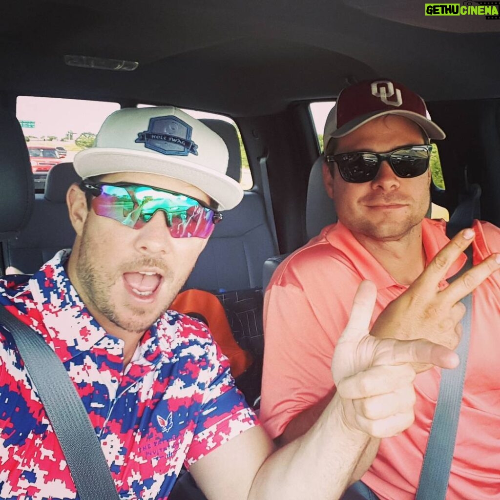 Ryan Merriman Instagram - Sooo.....I'm reppin cowboys and he is another Oklahoma team, but we will see soon😉 #bedlam #golf #homies #tgif #millertime #merica