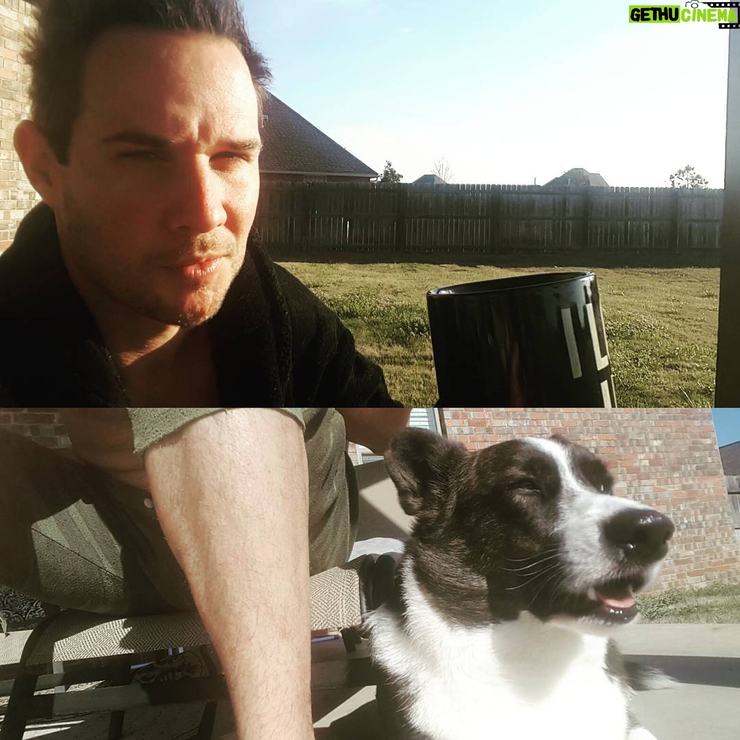 Ryan Merriman Instagram - Good morning from the Merriman's!!😎 #robe #sweatpants #corgi #coffee and a beautiful sunrise. What more can a man ask for.