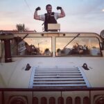 Ryan Merriman Instagram - Having absolutely zero fun on this film🤣 Sunsets and humvees...what more can a guy ask for. #workhard #playhard #lovemyjob #blessed