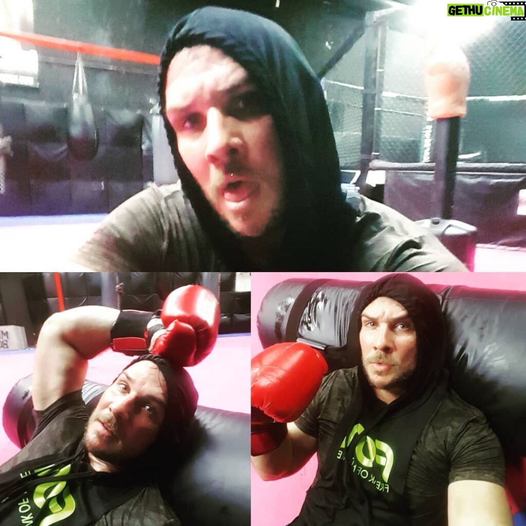 Ryan Merriman Instagram - The 3 stages of 10 rounds of boxing/burpees/jump rope. Btw heavy bags make great pillows👍😭 #boxing #burpees #jumprope #gymlife #sweat #workhardplayhard