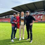 Ryan Reynolds Instagram - Epic opening day at @wrexham_afc. The @mkdonsfc played like heroes. Big thanks to @thehughjackman for his first and last day as “Admiral Vice Football Operations Ombudsman” because I just found out you made the fucking title up. ⚔️🏴󠁧󠁢󠁷󠁬󠁳󠁿⚔️ 📷: @steaddotphotos