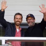 Ryan Reynolds Instagram - Epic opening day at @wrexham_afc. The @mkdonsfc played like heroes. Big thanks to @thehughjackman for his first and last day as “Admiral Vice Football Operations Ombudsman” because I just found out you made the fucking title up. ⚔️🏴󠁧󠁢󠁷󠁬󠁳󠁿⚔️ 📷: @steaddotphotos