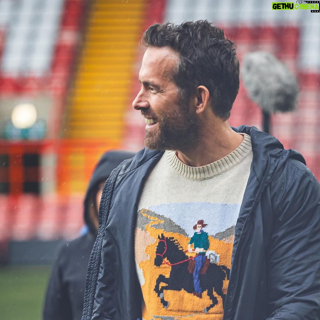 Ryan Reynolds Instagram - Epic opening day at @wrexham_afc. The @mkdonsfc played like heroes. Big thanks to @thehughjackman for his first and last day as “Admiral Vice Football Operations Ombudsman” because I just found out you made the fucking title up. ⚔️🏴⚔️ 📷: @steaddotphotos