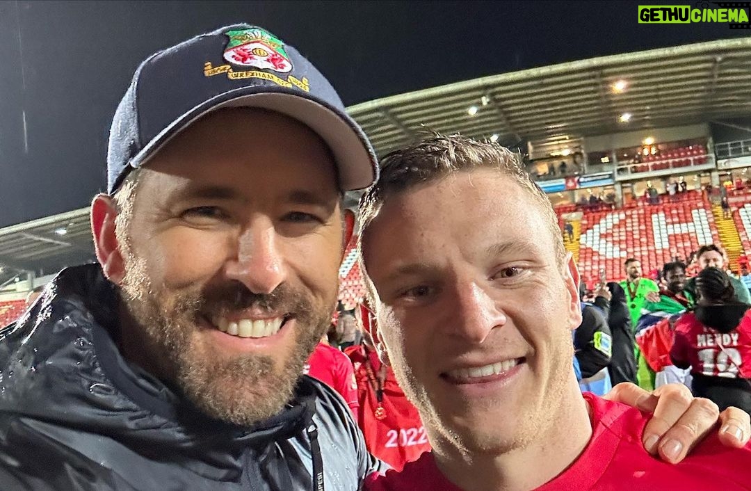 Ryan Reynolds Instagram - Everything I own smells like champagne, beer and grass. I’m still somewhere between giggling and sobbing. This town and this sport is one of the most romantic things on earth. Thank you, @wrexham_afc ⚔️🏴⚔️