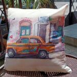 Saayoni Ghosh Instagram - Cool cushions by @shubhadesign . order your favourite classic Kolkata print..knock @shubha.mitra and @punammullick ✨