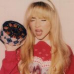 Sabrina Carpenter Instagram - fruitcake is officially out now ♡ just sayin i never seen Santa Claus and Sabrina Carpenter in the same room link in bio!