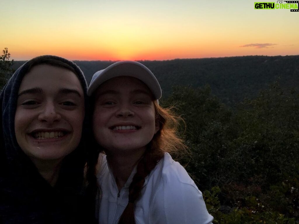 Sadie Sink Instagram - Listened to Noah sing/scream in the car for 3 hours for this view. #worthit
