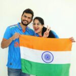 Sai Lokur Instagram - Mumma Daddy and Junior all set to cheer India... Chak de! You have all our support and best wishes. Bleed blue and get that trophy back home 💙 #india #indiaworldcup #worldcupfinal #worldcupfinal2023 #worldcupfever #indiancricketteam #bcci #indiancricket #indvsaus #cricketworldcup #cheerforindia #bleedblue #lehrado #chakdeindia #win