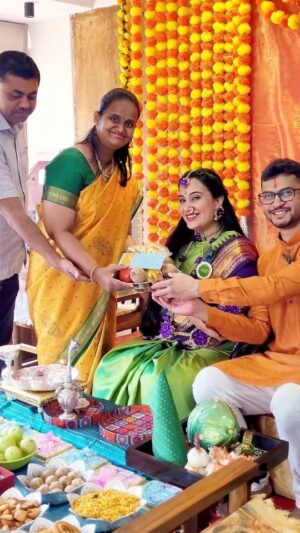 Sai Lokur Instagram - My Sweet little Godh Bharai at home 🥰

[Baby Shower, Godh Bharai, function,
Dohal jevan, dohale, mom to be, pregnancy diaries, celebrations, parents to be, couple things, couple goals, mom dad]

#godhbharai #godhbharaiceremony #godhbharaisongs #babyshowersongs #trendingreels #viral #babyshowervideos #babyonboard 
#babyshower #babyshowerreels #couplegoals #couplethings #couplereels #momdad #parentstobe #genderreveal #boyorgirl #momreels #momtobe #pregnancyreels #trendingreels #function #indiantraditions #rituals #indianceremony