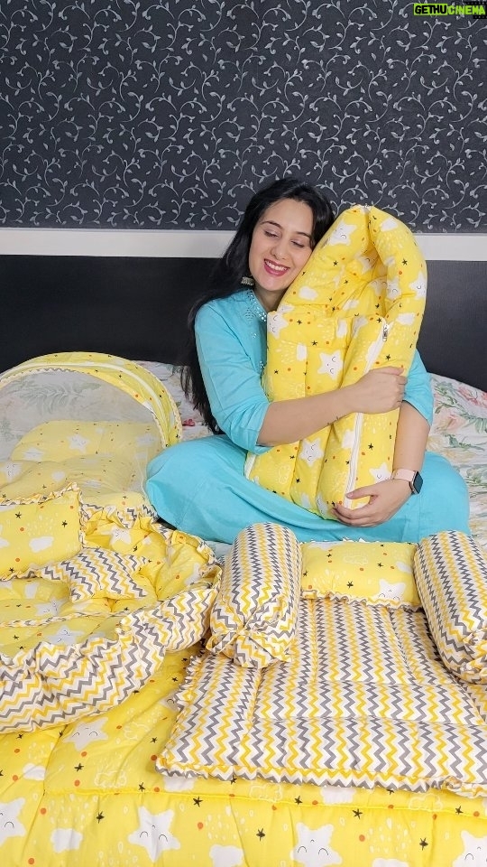 Sai Lokur Instagram - I am in love with this super soft and super cute bedding set combo from @fareto_international It includes : 1 Mattress With Net 1 Sleeping Bag 1 Nest with Three pillow 1 Blanket 1 Pillow Set 1 Carry bed And it costs only Rs 2499/- Go check it out on https://faretobaby.com/ #baby #babyessentials #babybeddingset #bedding #babybed #beddingset #newbornessentials #beddingcombo #babybedding #khalasi #cokestudio #babyreels #hospitalessentials #hospitalbag