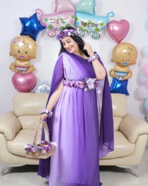 Sai Lokur Instagram - My Fairy-tale Baby Shower 🤰
I truly feel like a princess ❤️

Wearing this beautiful Maternity gown from @momswardrobe2020 
And this gorgeously hand made jewelry from @mrugasart 

[Baby Shower, Gender reveal, boy or girl, Pregnancy, Maternity, Mom to be, Mom life, Pampering, Gown, Baby Shower jewellery, Princess diaries, Floral jewelry, Baby Shower gown]

#babyshowerreels #maternityphotoshoot #babyshowerphotoshoot
#babyshower #babyshowerlook #babyshoweroutfit #babyshowergown #maternitygown #floraljewellery
#babyshowerjewellery #babyshowergown #maternityphotoshootideas
#princessdiaries #fairytale #purple #ombre #photoshootgowns