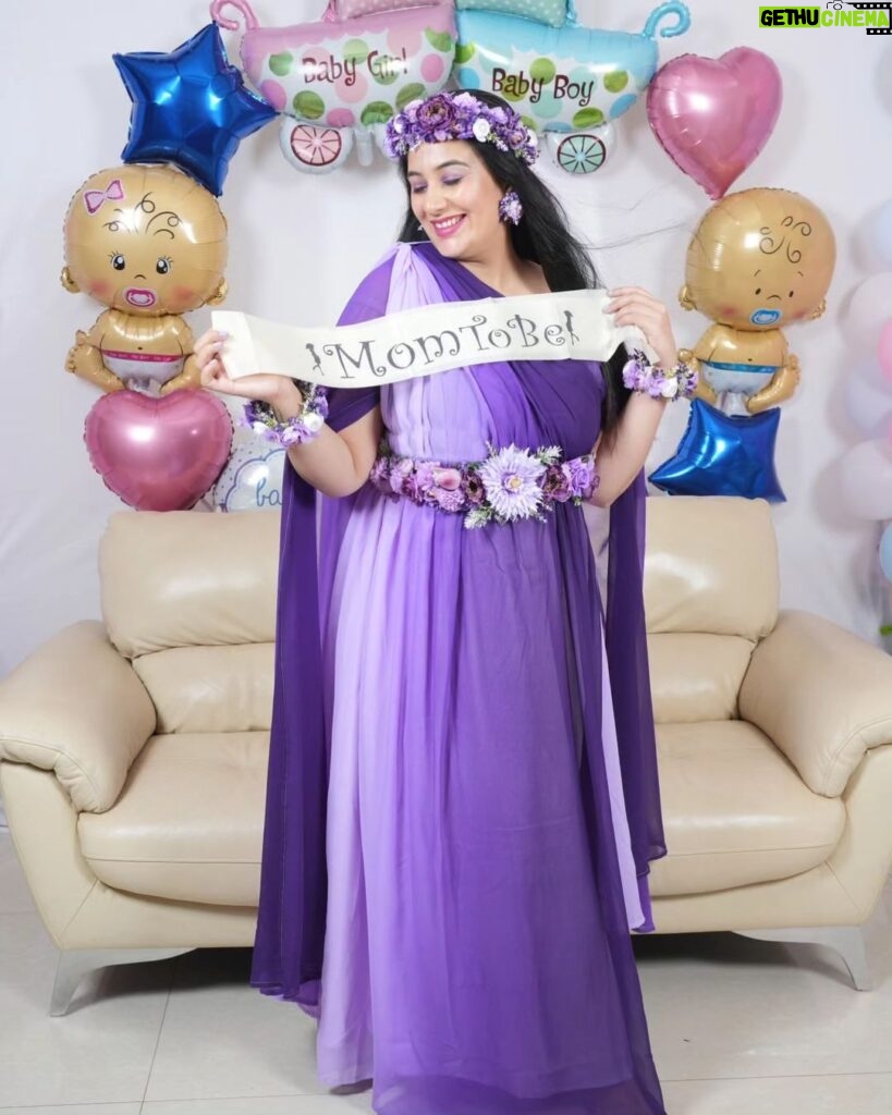 Sai Lokur Instagram - My Fairy-tale Baby Shower 🤰 I truly feel like a princess ❤️ Wearing this beautiful Maternity gown from @momswardrobe2020 And this gorgeously hand made jewelry from @mrugasart [Baby Shower, Gender reveal, boy or girl, Pregnancy, Maternity, Mom to be, Mom life, Pampering, Gown, Baby Shower jewellery, Princess diaries, Floral jewelry, Baby Shower gown] #babyshowerreels #maternityphotoshoot #babyshowerphotoshoot #babyshower #babyshowerlook #babyshoweroutfit #babyshowergown #maternitygown #floraljewellery #babyshowerjewellery #babyshowergown #maternityphotoshootideas #princessdiaries #fairytale #purple #ombre #photoshootgowns