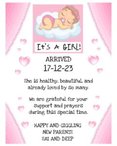 Sai Lokur Instagram - All of God's grace, in one tiny face. We are overjoyed to announce the arrival of our baby girl. Both mumma and baby are doing fine. Thank you for all the love and wishes.