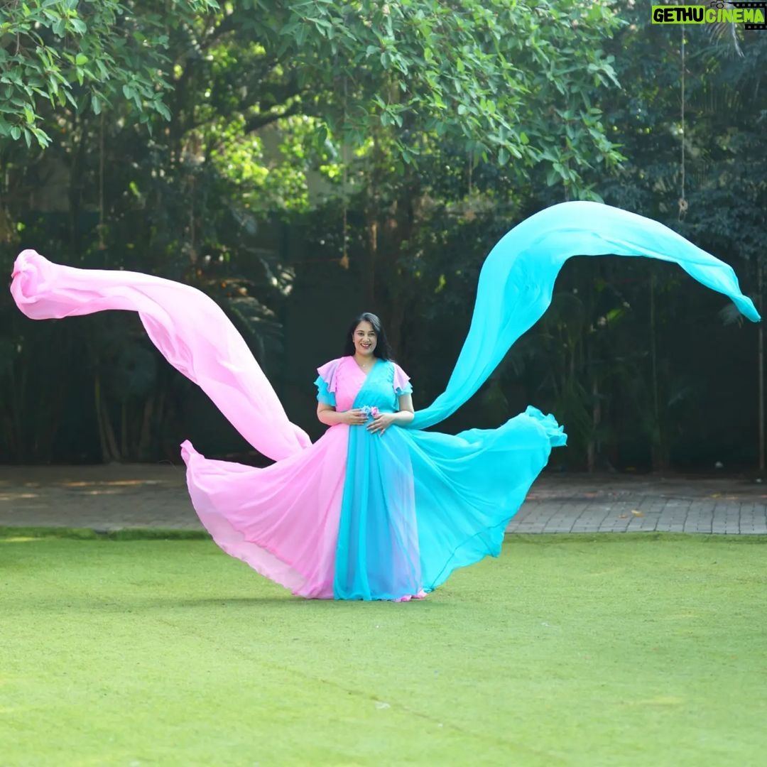 Sai Lokur Instagram - Twinkle Twinkle Little Star, How We Wonder What You Are! Since I didn't know the gender of my little one, I wanted to go with a very fresh combination of pink and blue. I got this gorgeous gown designed from @fragrance_designs and I think it absolutely looks stunning ππ Do comment if you agree! (Maternity photoshoot ideas outdoor, Maternity outfits, Maternity photoshoot gowns, girl or boy, gender reveal, swirl, mom to be, pregnancy photoshoot) #maternityphotography #maternityphotoshoot #maternityphotoshootideas #maternityclothing #maternityoutfit #maternityphotoshootindia