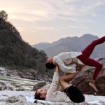 Sakshi Pradhan Instagram - #Balancing amidst the #sacred #energy of the Ganga, I find solace in the #fluid #dance of yoga poses. Each stretch and breath becomes a mindful communion with the river's #timeless flow, #grounding me in the present #moment . In this sacred space, the union of body and spirit #echoes the harmony of nature, a poignant reminder to be fully present in the #embrace of tranquility. 🧘‍♀️🧘🌊 #YogaByTheGanga #MindfulnessJourney #FlowingInHarmony #yoga #goat #tranquility #Peace Uttarakhand