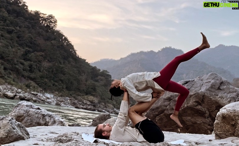 Sakshi Pradhan Instagram - #Balancing amidst the #sacred #energy of the Ganga, I find solace in the #fluid #dance of yoga poses. Each stretch and breath becomes a mindful communion with the river's #timeless flow, #grounding me in the present #moment . In this sacred space, the union of body and spirit #echoes the harmony of nature, a poignant reminder to be fully present in the #embrace of tranquility. 🧘‍♀️🧘🌊 #YogaByTheGanga #MindfulnessJourney #FlowingInHarmony #yoga #goat #tranquility #Peace Uttarakhand