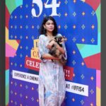 Sakshi Pradhan Instagram – Walking the #illustrious #Redcarpet at @iffigoa  54th International –  Film Festival in #Goa with my #glamorous companion, Gloria 🐱, was a dream come true (First time in the History of animals😉, humans closed the #Ceremony with the #RedCatwalk )! Thanks @nfdcindia @filmbazaarindia 🐾✨ An enchanting evening filled with international films, the pulsating #energy of #cinema life, and the warmth of shared love. Grateful for every step of this #cinematic #journey. 🎬🌟 #RedCarpetAdventures #IFFIGoaMagic
Closing #Ceremony Old INOX Panaji! 
 #RedCarpetwalk #firsttimeinhistory 
 #IFFI ♾️ 
👗Curated & Styled by @kamalakaftan 
📸 @robin_t_photography @esg_goa 
#filmbazaar IFFI Goa