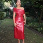 Salma Hayek Pinault Instagram - ♥️Paris- Kering 10th anniversary dinner @kering_official Make-up: @wendyrowe Hair: @naokawakamihair Stylist: @rebeccacorbinmurray Dress, bag & earrings: @alexandermcqueen Ring: @boucheron Shoes: @jenniferchamandi