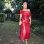 Salma Hayek Pinault Instagram - ♥️Paris- Kering 10th anniversary dinner @kering_official Make-up: @wendyrowe Hair: @naokawakamihair Stylist: @rebeccacorbinmurray Dress, bag & earrings: @alexandermcqueen Ring: @boucheron Shoes: @jenniferchamandi