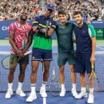 Sebastián Yatra Instagram - US Open debut 🎾🔥 Invicto en mi carrera como profesional. Gracias al mejor compañero de dobles @carlitosalcarazz . Gracias a mi coach @rafaelnadal por traerme hasta aquí y creer en mi talento. It was a good match @bigfoe1998 @jimmybutler , rematch soon. 💪🏻🙏🏻 US Open Flushing Meadows, Queen