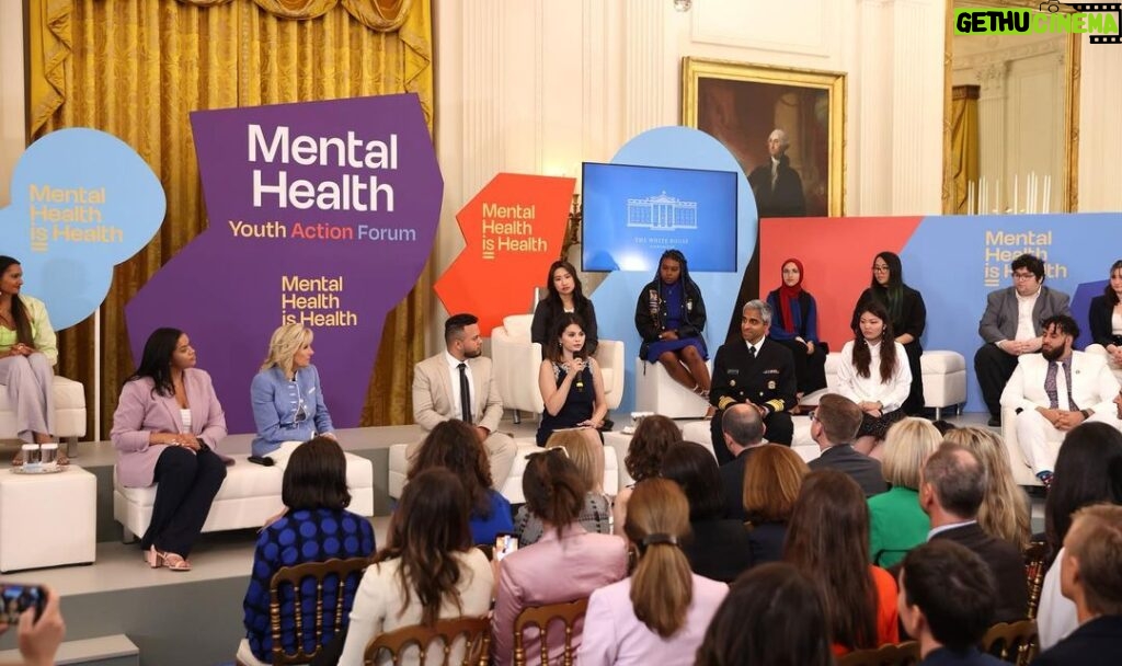 Selena Gomez Instagram - Today is Mental Health Action Day. Yesterday, I had the opportunity to visit the White House for this very reason- to help prioritize mental health. The Rare Impact Fund joined forces with the @whitehouse and @mtv for the first ever Mental Health Youth Action Forum. We met with some of the brightest young leaders in mental health advocacy and discussed paths forward with @flotus and Surgeon General @drvivekmurthy. I was beyond honored to attend and am feeling more inspired than ever! But this is just the beginning- we still have so much work to do.
