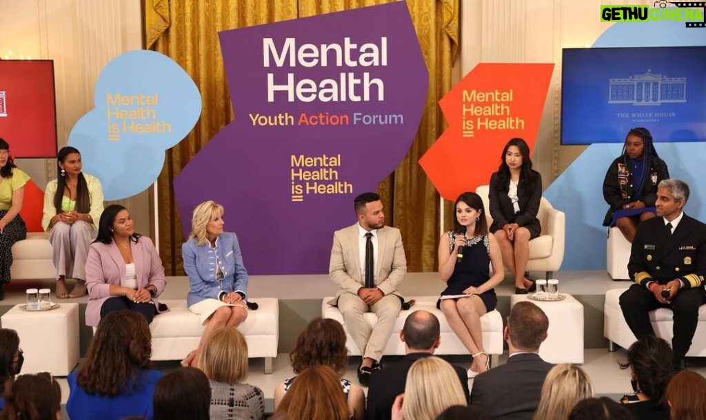 Selena Gomez Instagram - Today is Mental Health Action Day. Yesterday, I had the opportunity to visit the White House for this very reason- to help prioritize mental health. The Rare Impact Fund joined forces with the @whitehouse and @mtv for the first ever Mental Health Youth Action Forum. We met with some of the brightest young leaders in mental health advocacy and discussed paths forward with @flotus and Surgeon General @drvivekmurthy. I was beyond honored to attend and am feeling more inspired than ever! But this is just the beginning- we still have so much work to do.