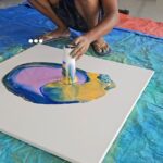 Shalini Balasundaram Instagram - Enjoyed doing this artwork. The set of colour combinations and their ratios have an impact on our brain #art #painting #pourpainting #modernart