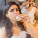 Shalini Balasundaram Instagram - Our daily morning boost a glass shot of what any guesses? #shalinibalasundaram #spreadlove #couplesgoals Selangor