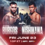 Shane Burgos Instagram - 𝗪𝗜𝗡 𝗢𝗥 𝗚𝗢 𝗛𝗢𝗠𝗘. Two Lightweights ready to give it all in the SmartCage. @hurricaneshane_ 🆚 Yamato Nishikawa #PFLRegularSeason For more information and tickets 👇 pflmma.com