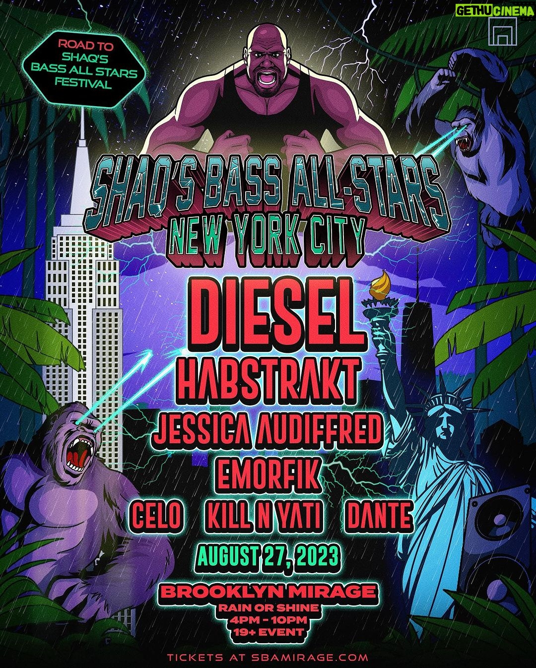 Shaquille O'Neal Instagram - New York City… SHAQ’s BASS All Stars is coming to the @brooklynmirage on August 27!! We have the legend @habstrakt, @jessica_audiffred, @emorfik, @celomusic, @primadante and my special b2b to close the night. Sign Up for the artist pre sale NOW ➡️ SBAMirage.com Artist pre sale opens TOMORROW at 10AM ET. Brooklyn Mirage - Avant Gardner