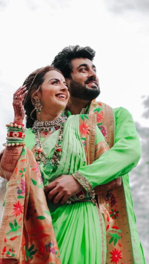 Shrenu Parikh Instagram - Our haldi was a vibe just because of our Tribe!!! 🤪🥰🧿
.
And our Rangeela @ankitbathla10 hosted it soooo well aaj bhi baroda mein he’s wanted! 🤣.

Styled by @nehaadhvikmahajan 
.
Outfits (mine and Akshay’s) by @reenachopra 
.
Jewellery by @sonisapphire 
.
Nath by @gandevikarjewellers_pvt_ltd 
.
Make up by @the_beautytown 
.
Akshay’s make up hair by @mmtimemachine 
.
Hair by @shinejanarthanan @timemachinebrides 
.
Photography by @oragraphy @canonindia_official 
.
Decor by @the.creative.window 
.
Event managed by @thetuliptouch 
.
Catering by @barodacaterers