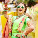 Shrenu Parikh Instagram - મારી peethi/ हळदी💛💚 . Styled by @nehaadhvikmahajan . Outfit by @reenachopra . Jewellery by @sonisapphire . Nath by @gandevikarjewellers_pvt_ltd . Make up by @the_beautytown . Hair by @shinejanarthanan @timemachinebrides . Bangles by @rajputi_chuda_store . Shoes by @thequirkynaari . Photography by @oragraphy @canonindia_official . Decor by @the.creative.window . Event managed by @thetuliptouch . Catering by @barodacaterers