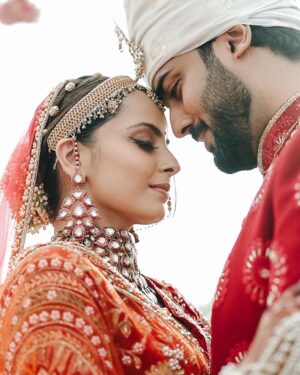 Shrenu Parikh Instagram - Taken forever ❤️🧿 21/12/23
.
#LoveAtFirstTake 
Bride’s 
Look designed and Make up by @nehaadhvikmahajan 

Outfit : @bridesofkalki 
Hair by @timemachinebrides @shinejanarthanan 
Bridal set by @khuranajewelleryhouse 

.
Bridal accessories by @raabtabyrahul 
Footwear by @houseofvian 
Groom’s 
Outfit by @runit_gupta 
 accessories by @raabtabyrahul 
Decor and Event managed by @thetuliptouch 
Location @lilleria.riverside 
Photography @oragraphy 
Catering by @barodacaterers
