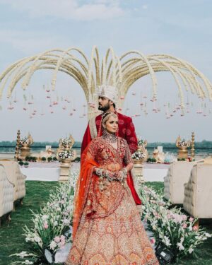 Shrenu Parikh Instagram - Taken forever ❤️🧿 21/12/23
.
#LoveAtFirstTake 
Bride’s 
Look designed and Make up by @nehaadhvikmahajan 

Outfit : @bridesofkalki 
Hair by @timemachinebrides @shinejanarthanan 
Bridal set by @khuranajewelleryhouse 

.
Bridal accessories by @raabtabyrahul 
Footwear by @houseofvian 
Groom’s 
Outfit by @runit_gupta 
 accessories by @raabtabyrahul 
Decor and Event managed by @thetuliptouch 
Location @lilleria.riverside 
Photography @oragraphy 
Catering by @barodacaterers