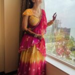 Shrenu Parikh Instagram - This dress felt like SUMMER in December 🌺🦋🌻 . Ganesh sthapna day! . Itni sundar photo sirf meri @dearmansi kheenchti hai . Outfit by @bunaai Makeup hair by @thebigbangsalon