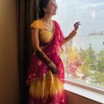 Shrenu Parikh Instagram - This dress felt like SUMMER in December 🌺🦋🌻 . Ganesh sthapna day! . Itni sundar photo sirf meri @dearmansi kheenchti hai . Outfit by @bunaai Makeup hair by @thebigbangsalon