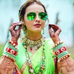 Shrenu Parikh Instagram - મારી peethi/ हळदी💛💚 . Styled by @nehaadhvikmahajan . Outfit by @reenachopra . Jewellery by @sonisapphire . Nath by @gandevikarjewellers_pvt_ltd . Make up by @the_beautytown . Hair by @shinejanarthanan @timemachinebrides . Bangles by @rajputi_chuda_store . Shoes by @thequirkynaari . Photography by @oragraphy @canonindia_official . Decor by @the.creative.window . Event managed by @thetuliptouch . Catering by @barodacaterers