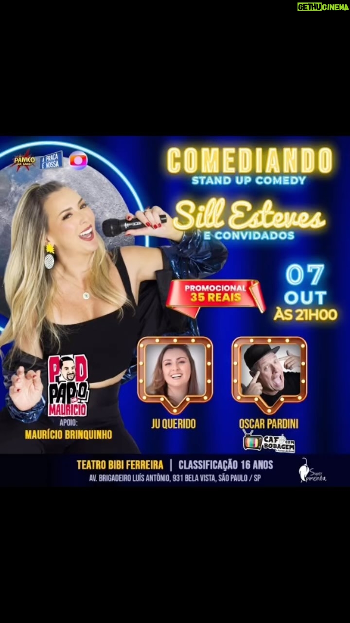 Sill Esteves Instagram - Aparece lá, please! Pelo teatro também! É um espaço que luta muito para continuar de portas abertas a você! Prometo que você vai rir durante e sair triste de ser só no sábado. Ingressos com desconto no sampaingressos.com.br